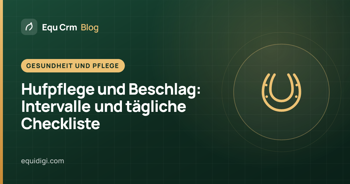 Titelillustration: ein Hufschmied untersucht den Vorderhuf eines Pferdes (Equ Crm Blog)