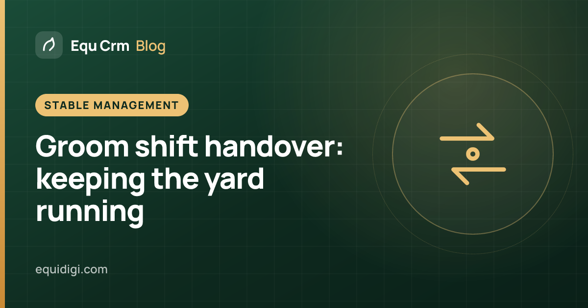 Cover illustration: groom shift handover and rota management (Equ Crm blog)