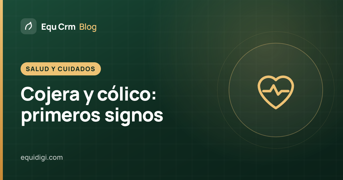 Ilustración de portada: vigilancia de signos de cojera y cólico en la cuadra (blog de Equ Crm)