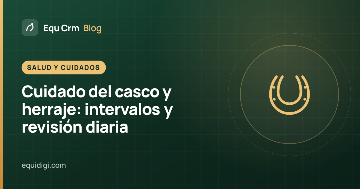 Ilustración de portada: un herrador revisando el casco anterior de un caballo (blog de Equ Crm)