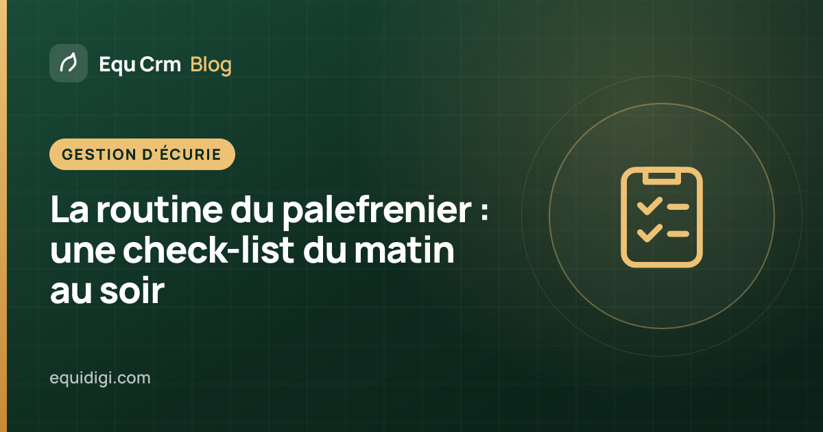 Illustration de couverture : la routine quotidienne du palefrenier et la check-list d'écurie (blog Equ Crm)