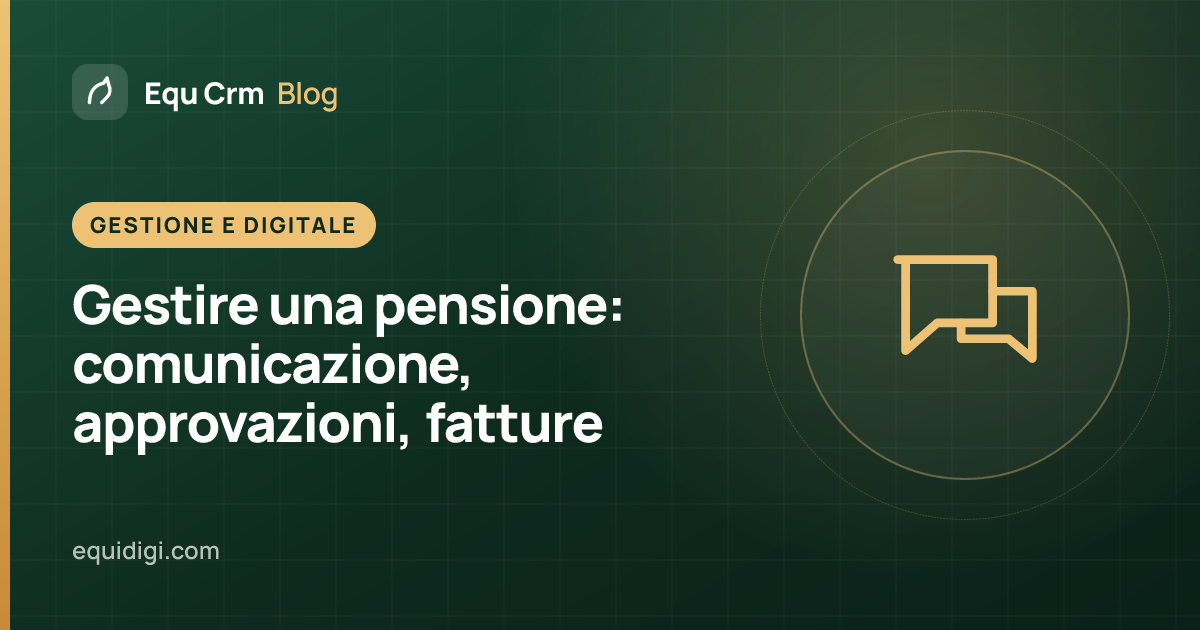 Illustrazione di copertina: comunicazione con i proprietari, approvazioni e fatture in una pensione per cavalli (blog Equ Crm)