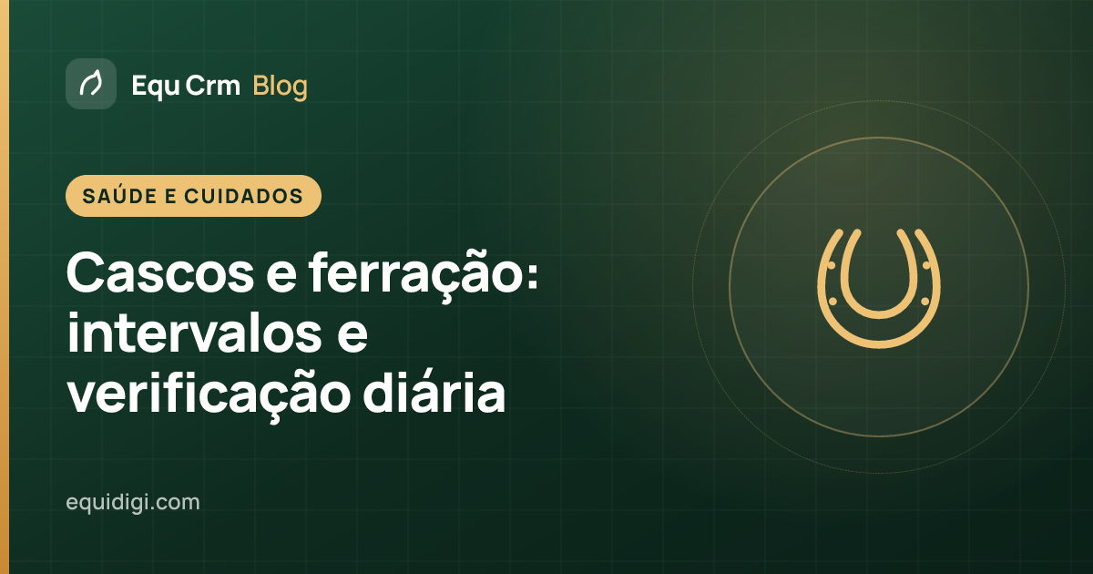 Ilustração de capa: um ferrador a examinar o casco anterior de um cavalo (blogue Equ Crm)